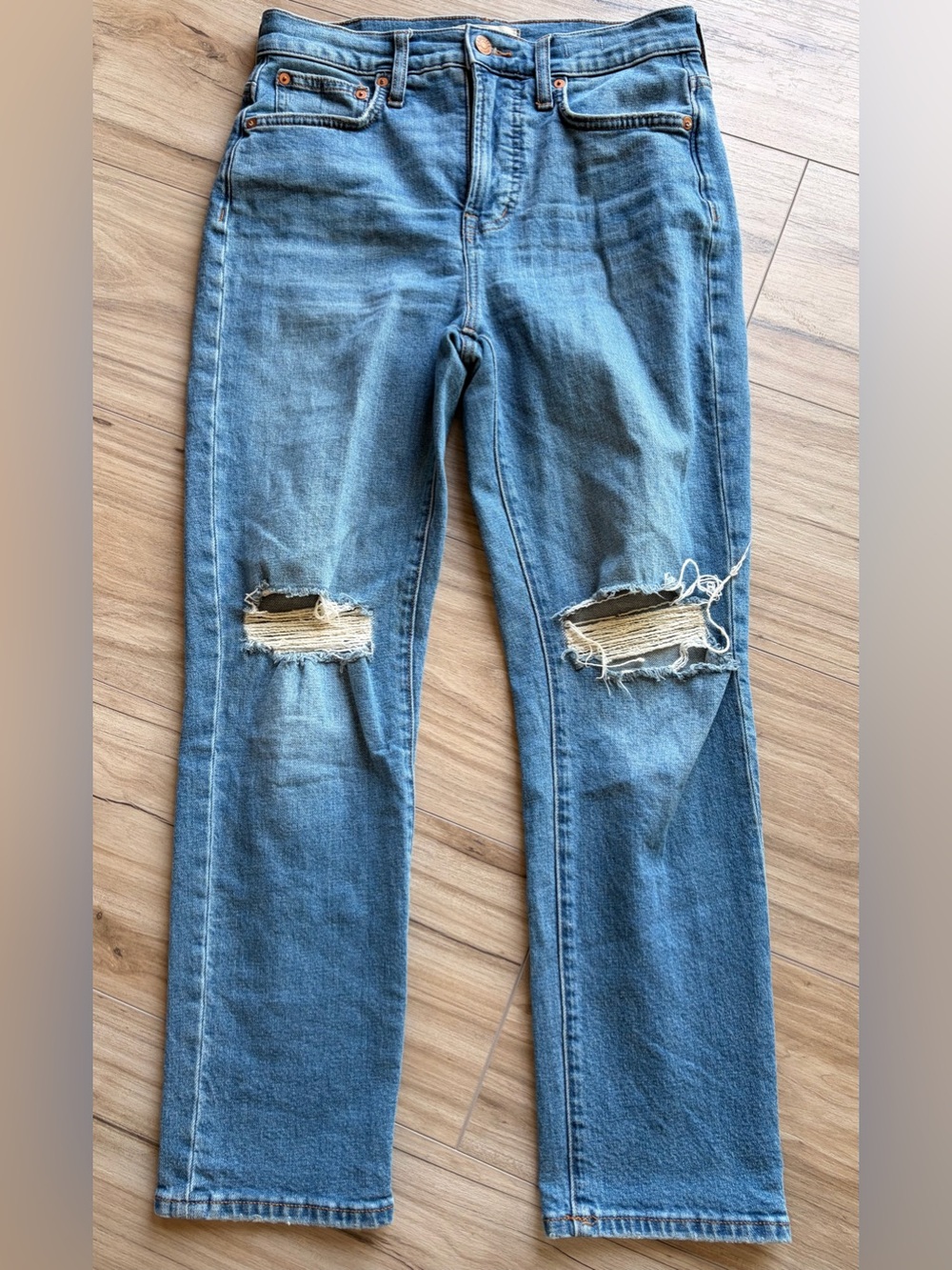 Madewell The Perfect Vintage Crop Jeans size 26 Distressed Light Wash